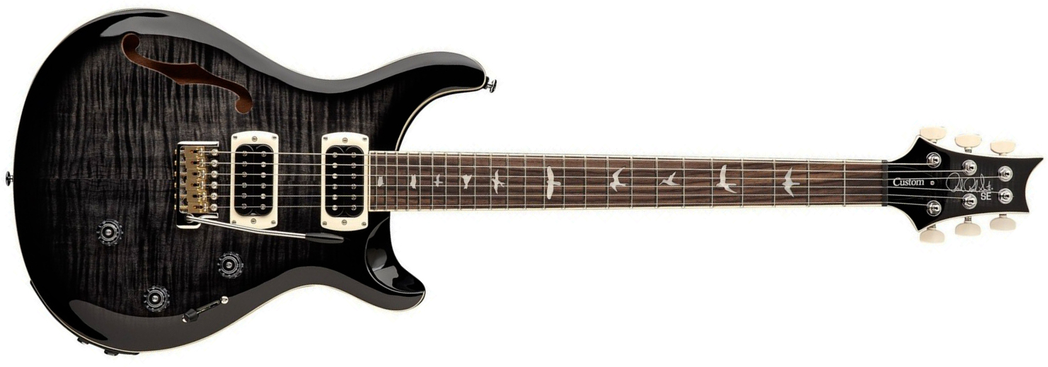 Prs Custom 24 Semi Hollow Piezo Se (wing Tuners) 2h Ht Rw - Charcoal Burst - Semi-Hollow E-Gitarre - Main picture