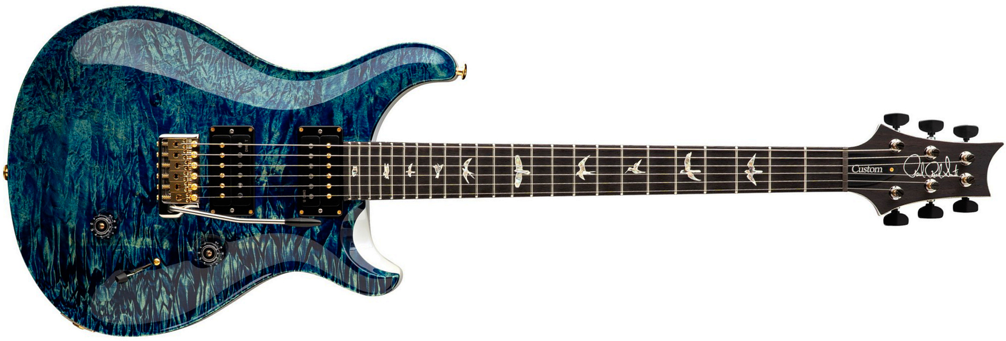 Prs Custom 24 Usa 2h Dmo Trem Rw - River Blue Pearl - Double Cut E-Gitarre - Main picture