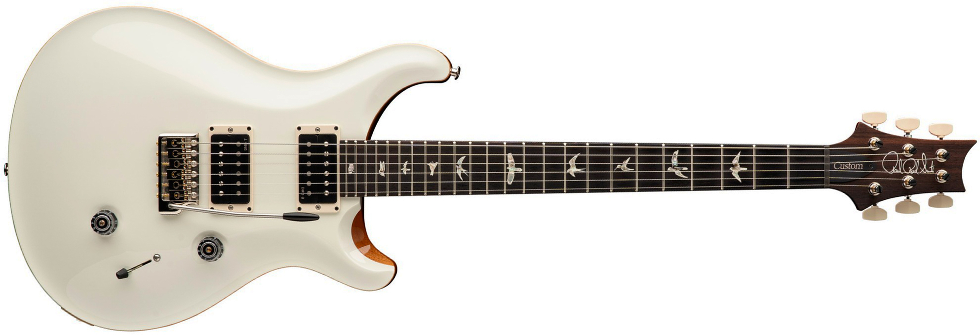 Prs Custom 24 Usa 2h Dmo Trem Rw - Antique White Top / Natural Back - Double Cut E-Gitarre - Main picture