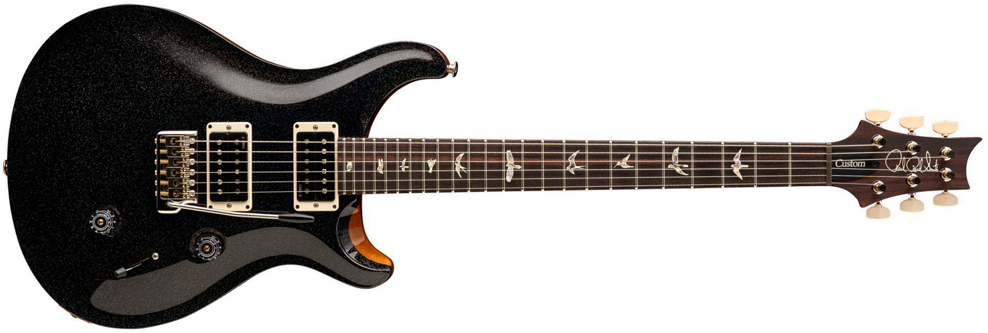 Prs Custom 24 Usa 2h Dmo Trem Rw - Black Rainbow Holoflake - Double Cut E-Gitarre - Main picture
