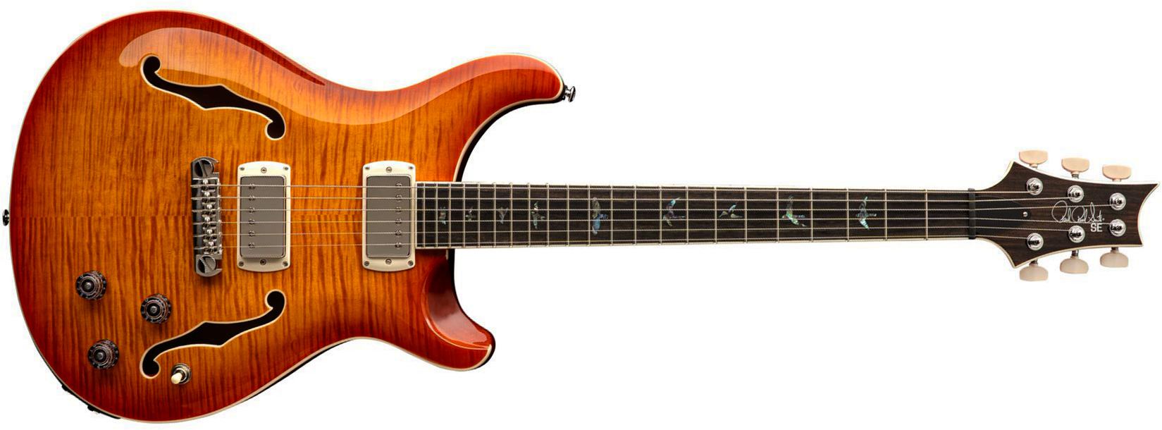 Prs Hollowbody Ii Piezo Se (wing Tuners) 2h Ht Eb - Vintage Sunburst - Semi-Hollow E-Gitarre - Main picture