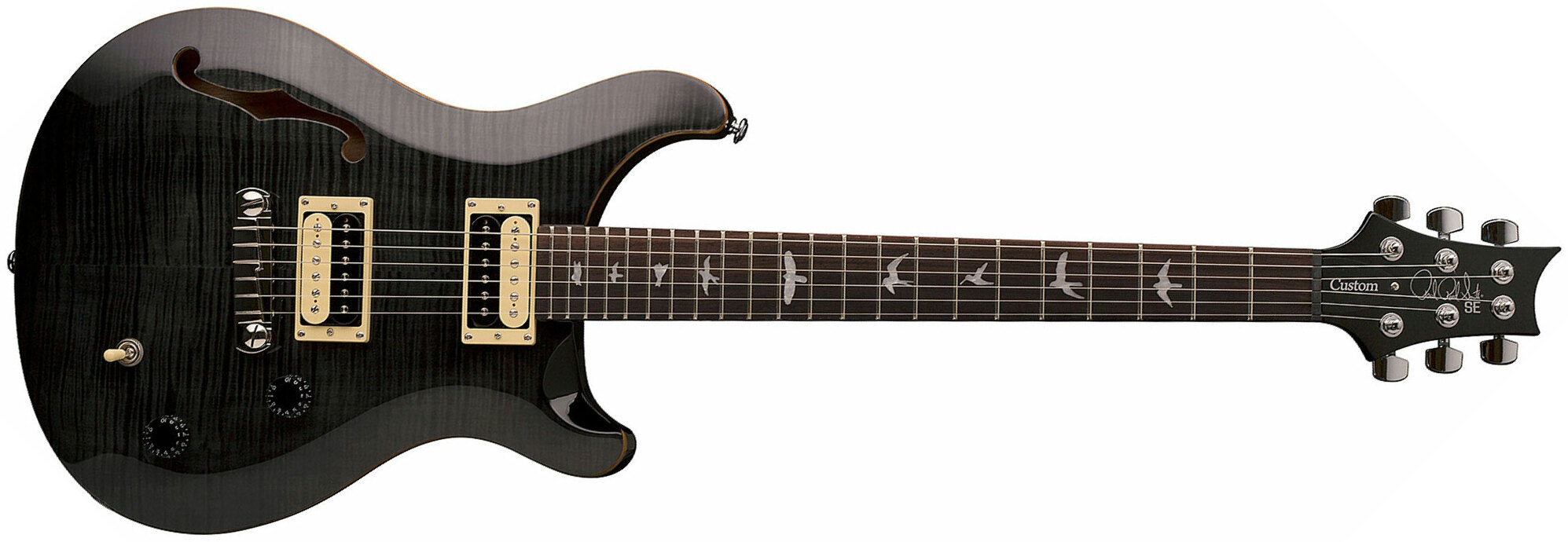Prs Se Custom 22 Semi-hollow 2017 Hh Ht Rw - Gray Black - Semi-Hollow E-Gitarre - Main picture