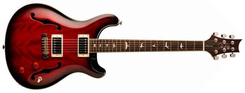 Prs Se Custom 22 Semi-hollow Hh Ht Rw +housse - Fire Red Burst - Double Cut E-Gitarre - Main picture