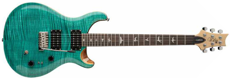 Prs Se Custom 24-08 2h Tci-s Black Trem Rw - Turquoise - Double Cut E-Gitarre - Main picture