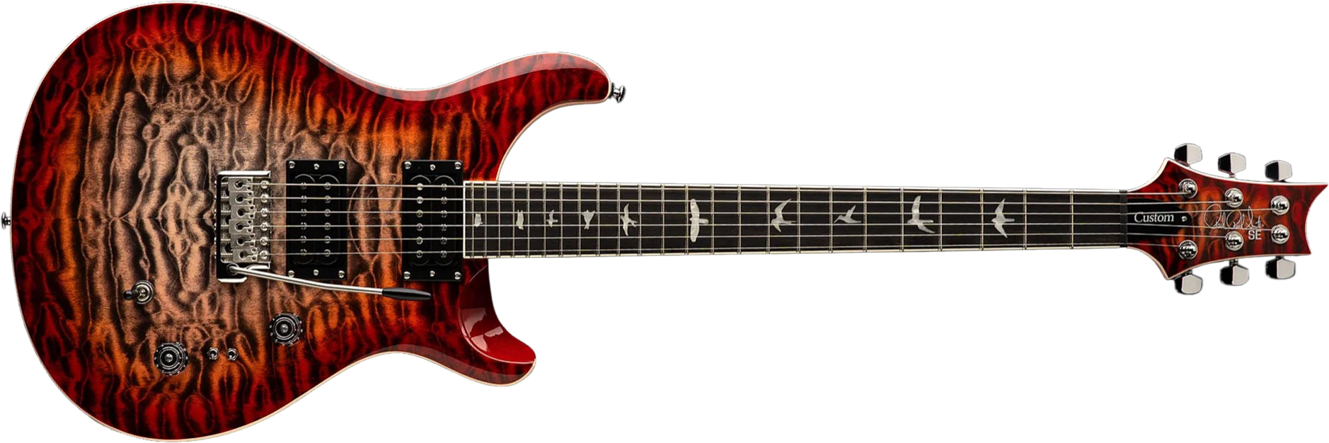 Prs Se Custom 24-08 Quilt 2h Trem Rw - Charcoal Cherry Burst - Double Cut E-Gitarre - Main picture