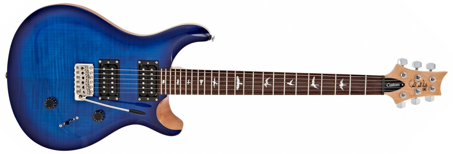 Prs Se Custom 24 2021 2h Trem Rw +housse - Faded Blue Burst - Double Cut E-Gitarre - Main picture