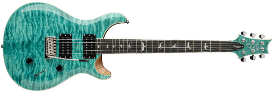 Prs Se Custom 24 Quilt 2h Trem Eb - Turquoise - Double Cut E-Gitarre - Main picture