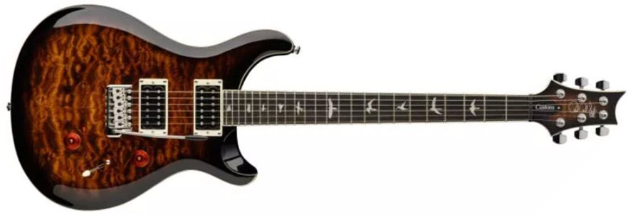 Prs Se Custom 24 Quilt 2h Trem Eb - Black Gold Burst - Double Cut E-Gitarre - Main picture