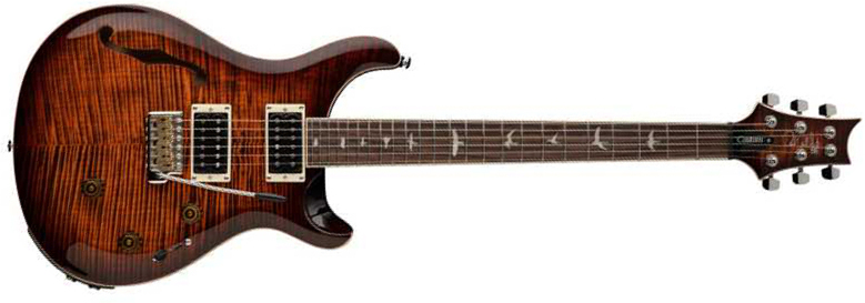 Prs Se Custom 24 Semi Hollow Piezo 2h Ht Rw - Orange Tiger Smokeburst - Semi-Hollow E-Gitarre - Main picture