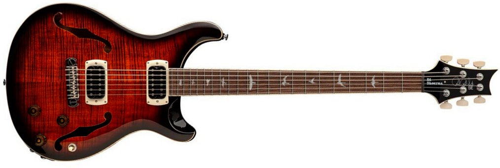 Prs Se Ed Sheeran Hollowbody I Piezo Baritone Signature Baryton 2h Ht Rw - Orange Tiger Smokeburst - Bariton E-Gitarre - Main picture