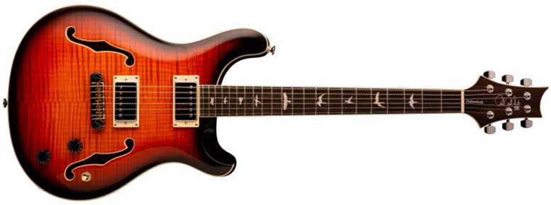 Prs Se Hollowbody Ii 2020 Hh Trem Eb +etui - Tri-color Sunburst - Semi-Hollow E-Gitarre - Main picture