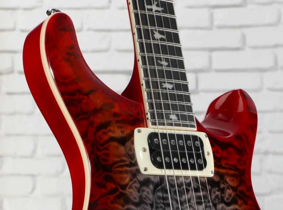 Prs Custom 24-08 Quilt Se (wing Tuners) 2h Trem Rw - Charcoal Cherry Burst - Double Cut E-Gitarre - Variation 2
