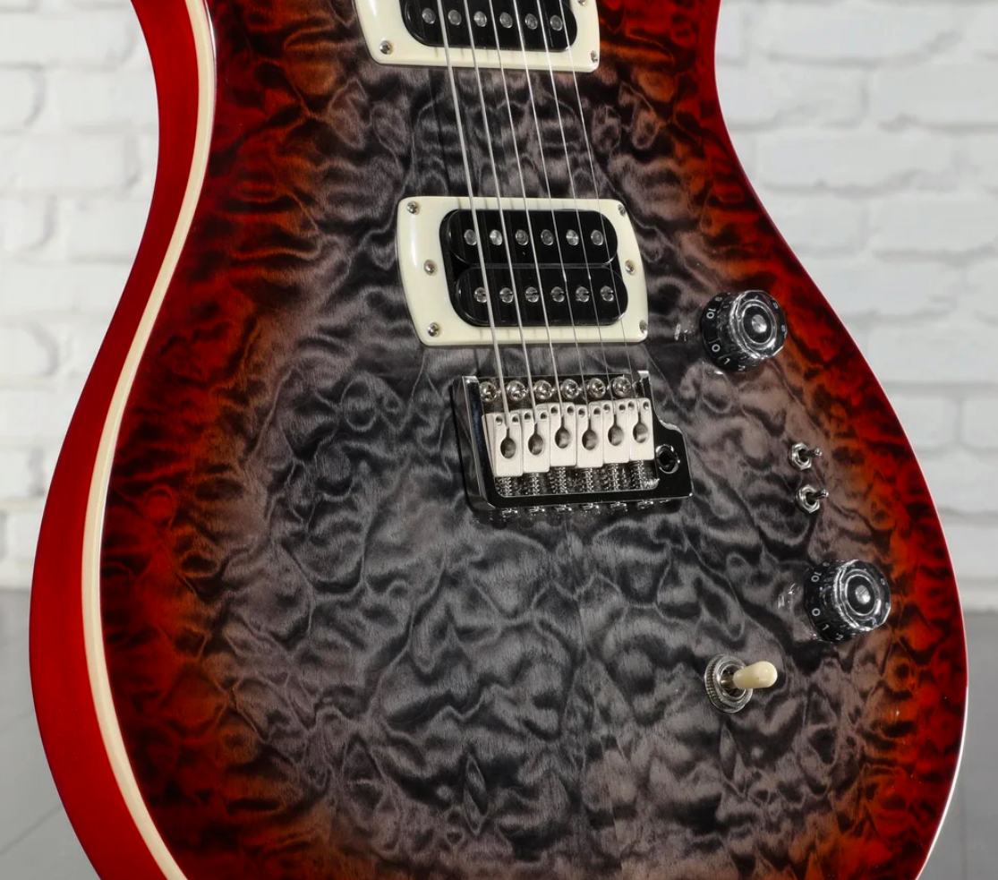 Prs Custom 24-08 Quilt Se (wing Tuners) 2h Trem Rw - Charcoal Cherry Burst - Double Cut E-Gitarre - Variation 3