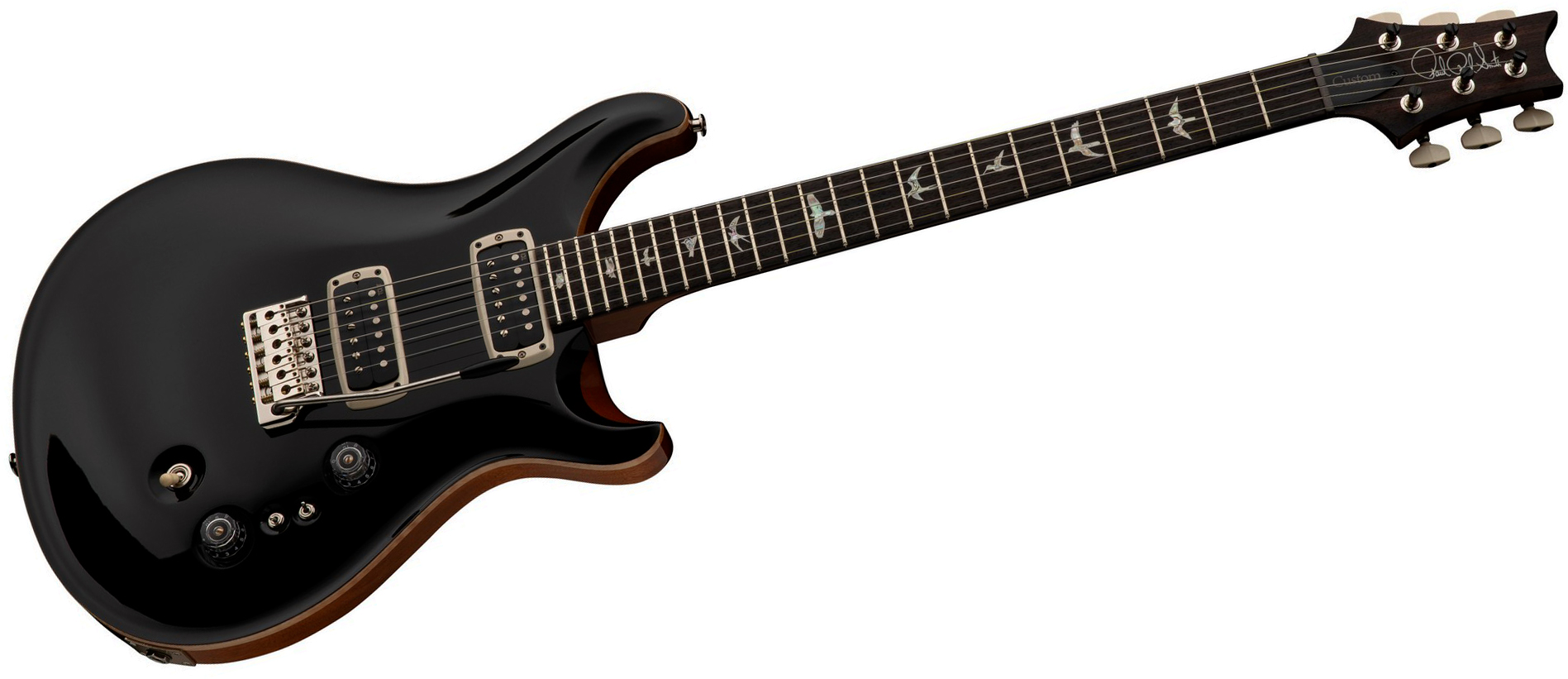Prs Custom 24-08 Usa 2h Tci Trem Rw - Black Top / Natural Back - Double Cut E-Gitarre - Variation 2