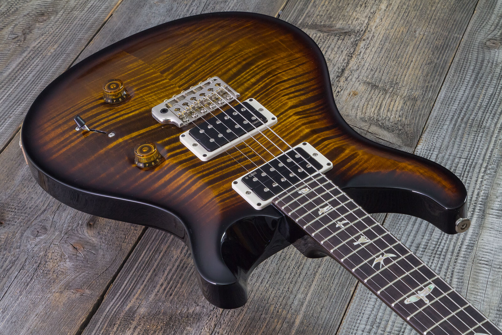 Prs Custom 24 Hand-signed Usa 2h Trem Rw #0400035 - Black Gold Wraparound Burst - Double Cut E-Gitarre - Variation 2
