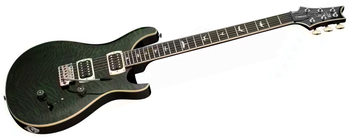 Prs Custom 24 Quilt Se (wing Tuners) 2h Trem Rw - Teal Black - Double Cut E-Gitarre - Variation 1