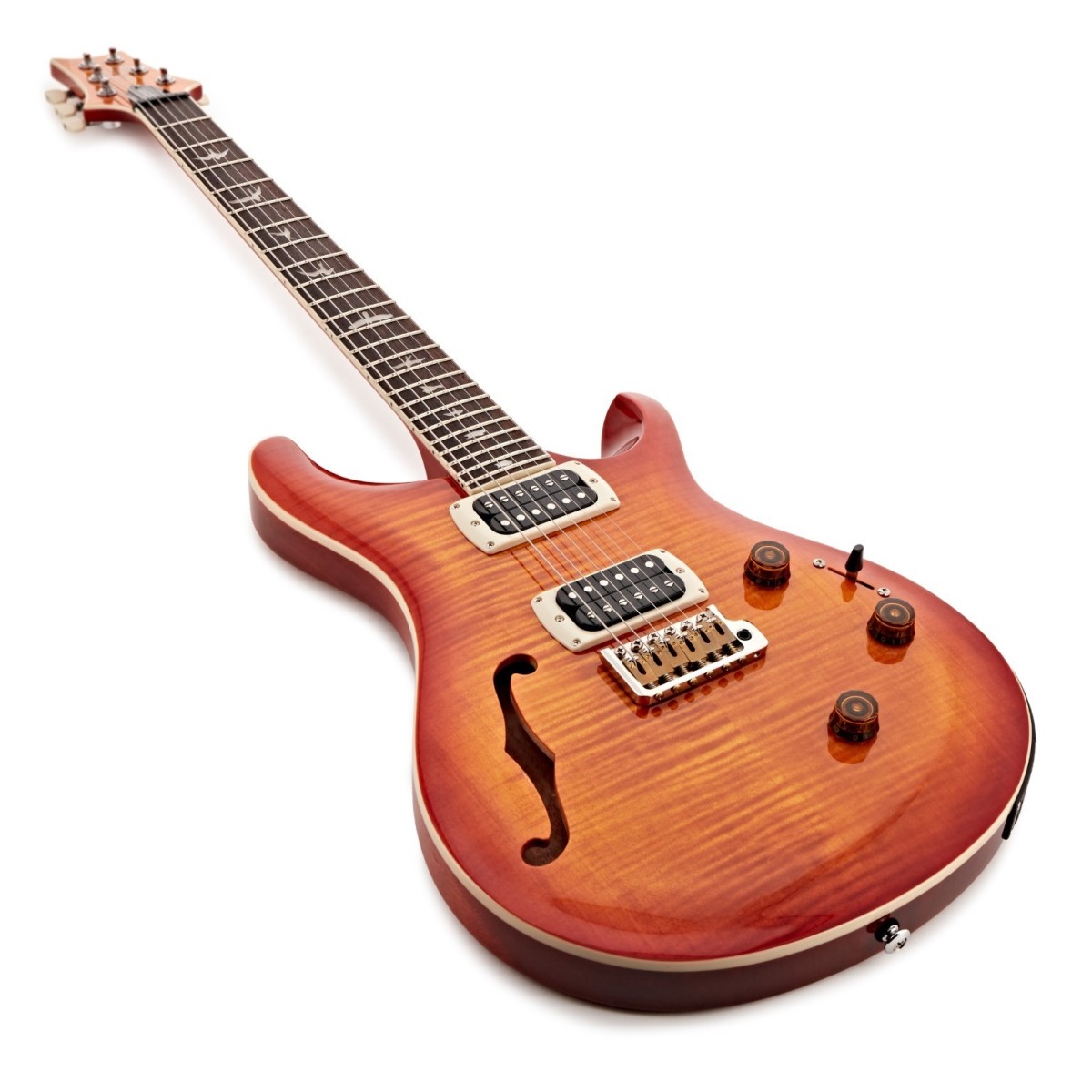 Prs Custom 24 Semi Hollow Piezo Se (wing Tuners) 2h Ht Rw - Vintage Sunburst - Semi-Hollow E-Gitarre - Variation 1