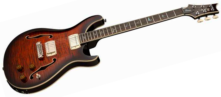 Prs Hollowbody Ii Piezo Se (wing Tuners) 2h Ht Eb - Orange Tiger Smokeburst - Semi-Hollow E-Gitarre - Variation 1