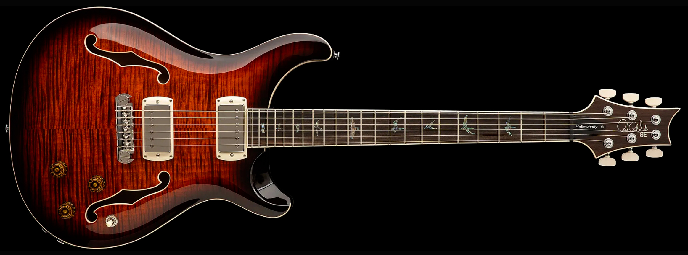Prs Hollowbody Ii Piezo Se (wing Tuners) 2h Ht Eb - Orange Tiger Smokeburst - Semi-Hollow E-Gitarre - Variation 3