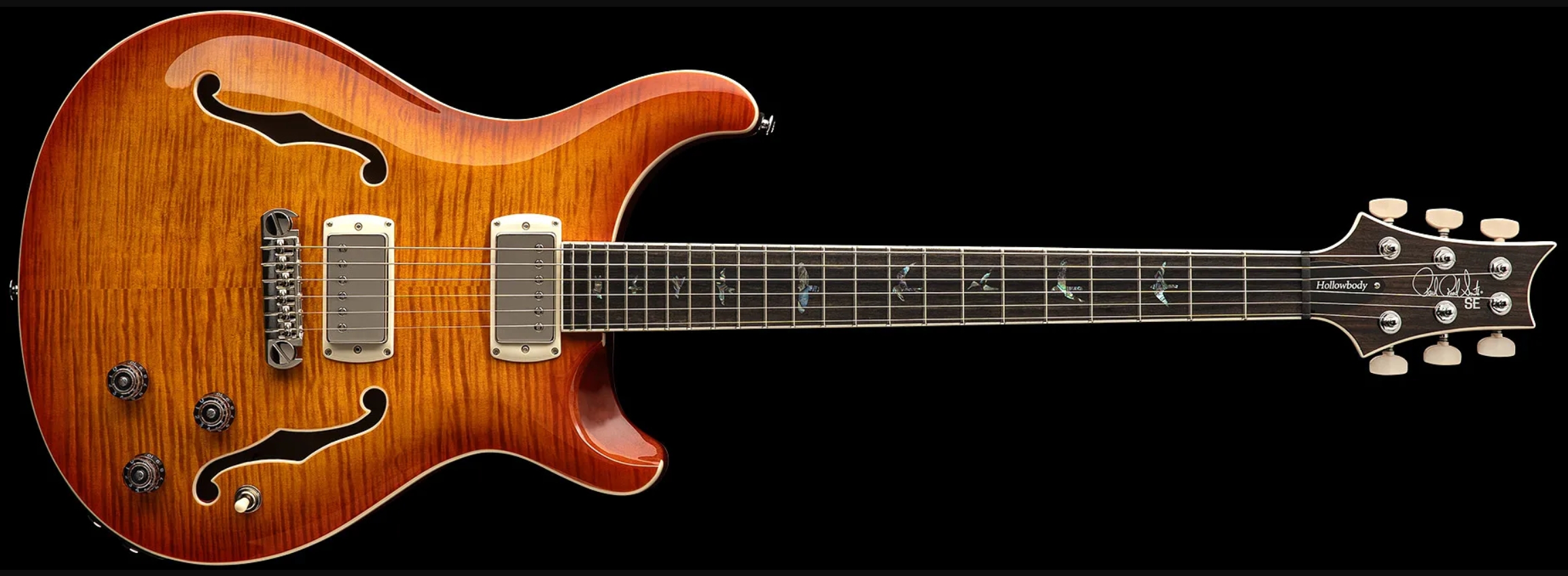 Prs Hollowbody Ii Piezo Se (wing Tuners) 2h Ht Eb - Vintage Sunburst - Semi-Hollow E-Gitarre - Variation 3