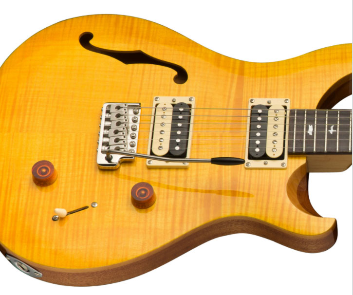 Prs Se Custom 22 Semi-hollow 2021 Hh Trem Rw +housse - Santana Yellow - Semi-Hollow E-Gitarre - Variation 2