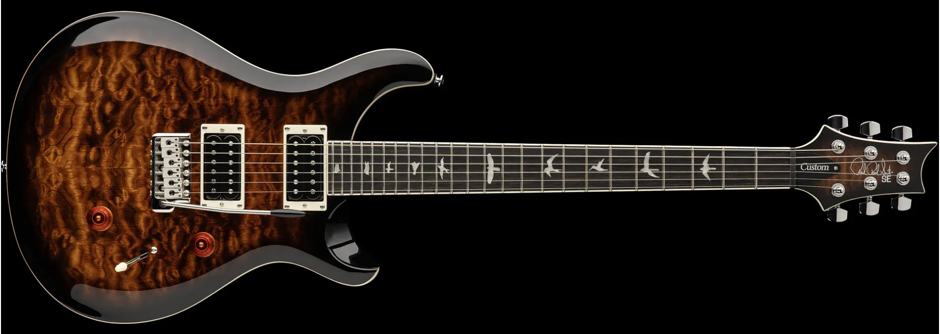 Prs Se Custom 24 Quilt 2h Trem Eb - Black Gold Burst - Double Cut E-Gitarre - Variation 2