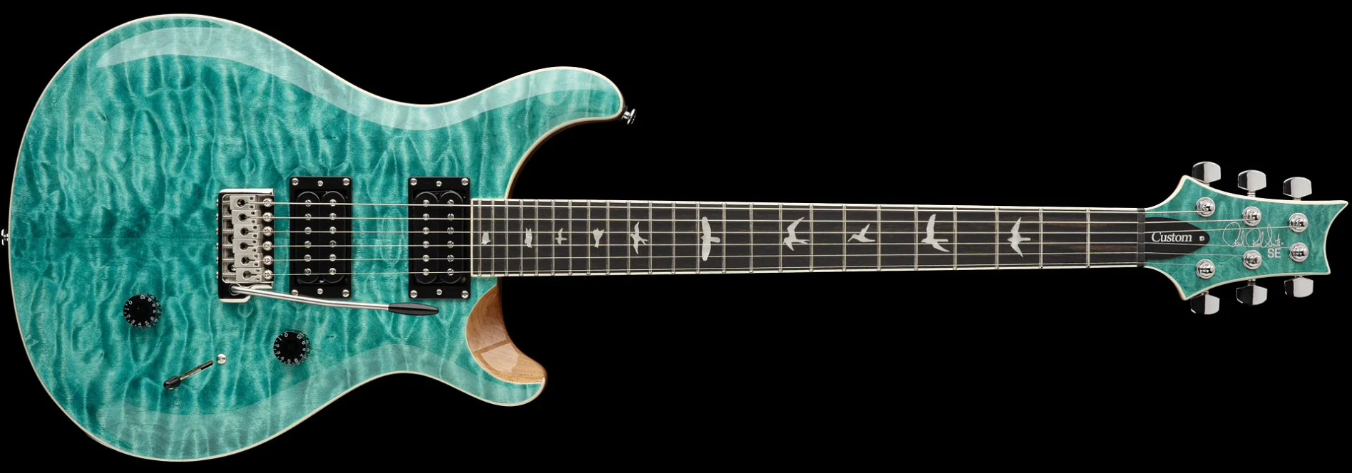 Prs Se Custom 24 Quilt 2h Trem Eb - Turquoise - Double Cut E-Gitarre - Variation 3