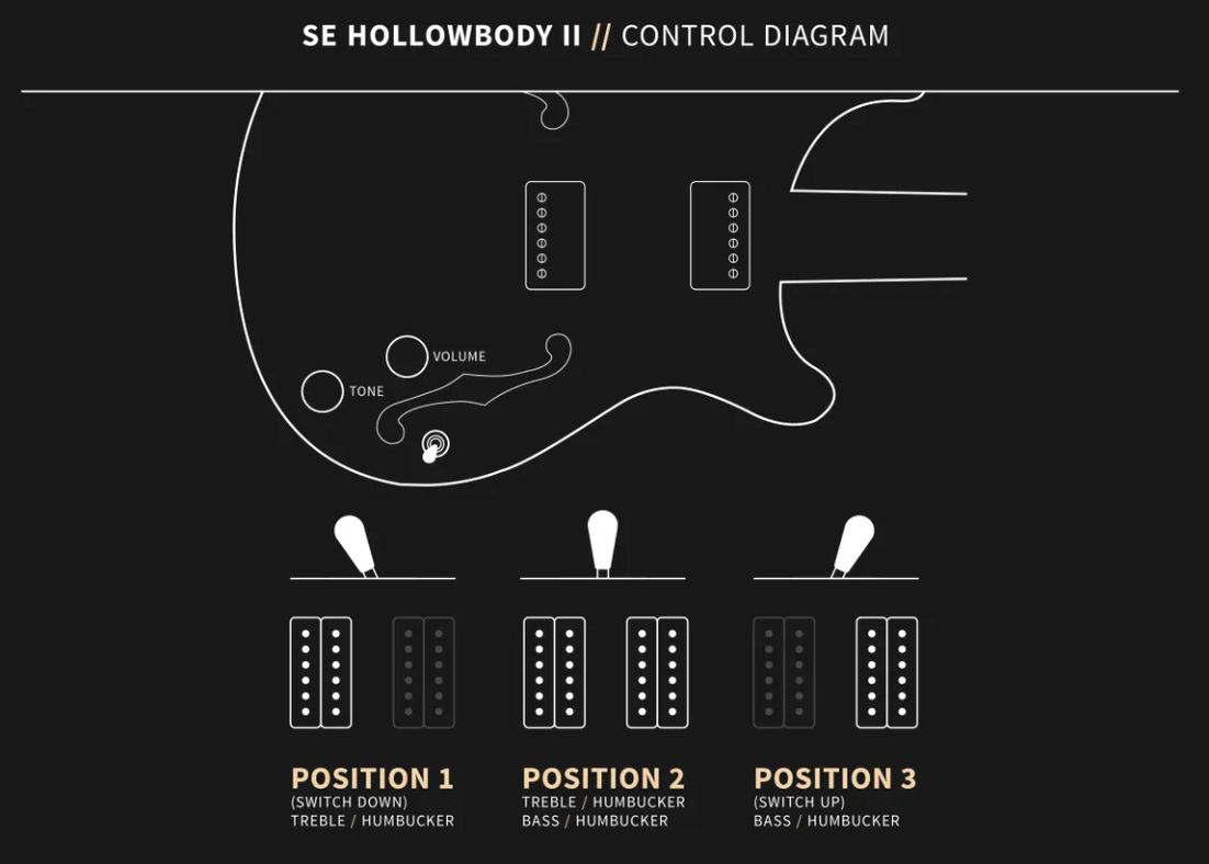 Prs Se Hollow Body Ii Hh Ht Eb - Black Gold Burst - Semi-Hollow E-Gitarre - Variation 7