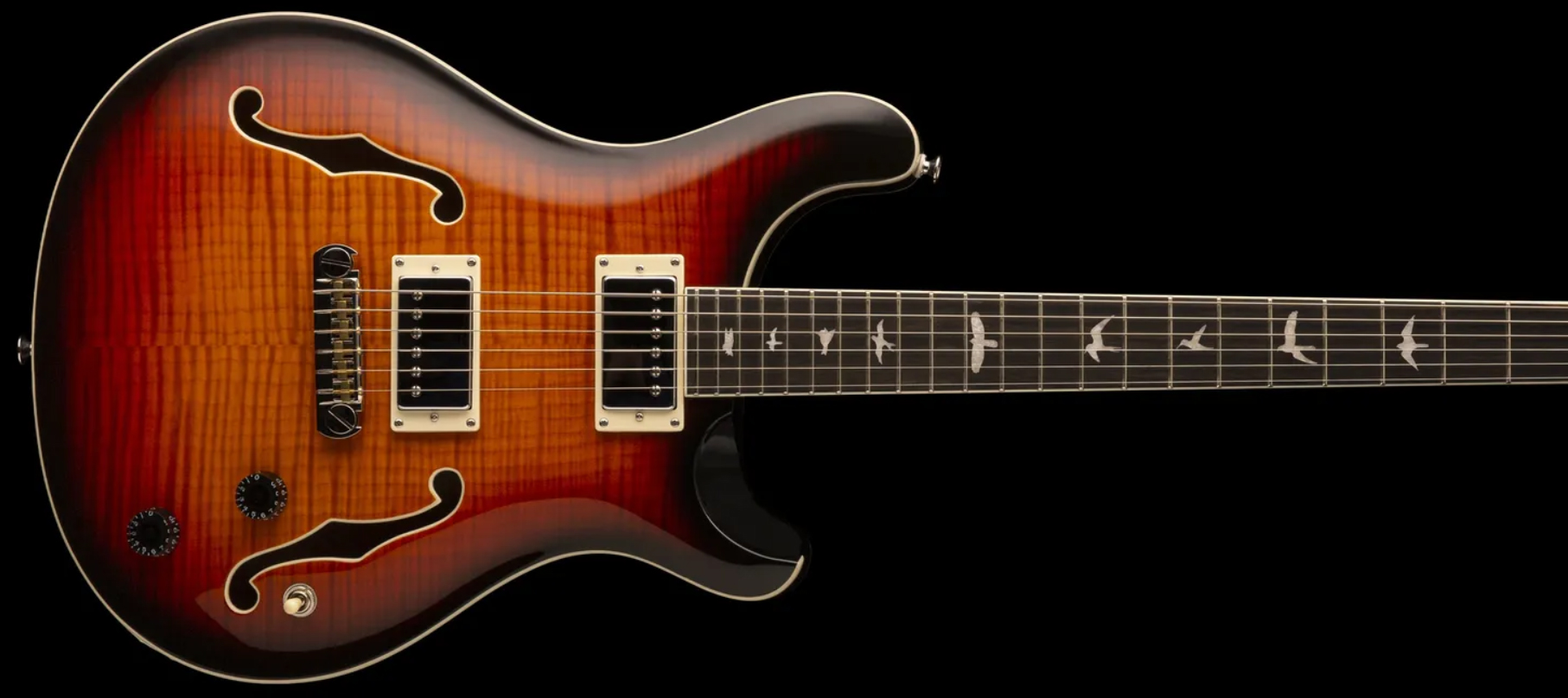 Prs Se Hollowbody Ii 2020 Hh Trem Eb +etui - Tri-color Sunburst - Semi-Hollow E-Gitarre - Variation 1