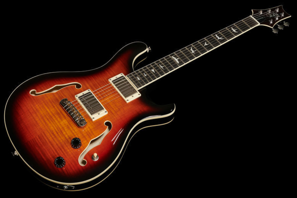 Prs Se Hollowbody Standard 2020 Hh Ht Eb - Tobacco Sunburst - Double Cut E-Gitarre - Variation 1