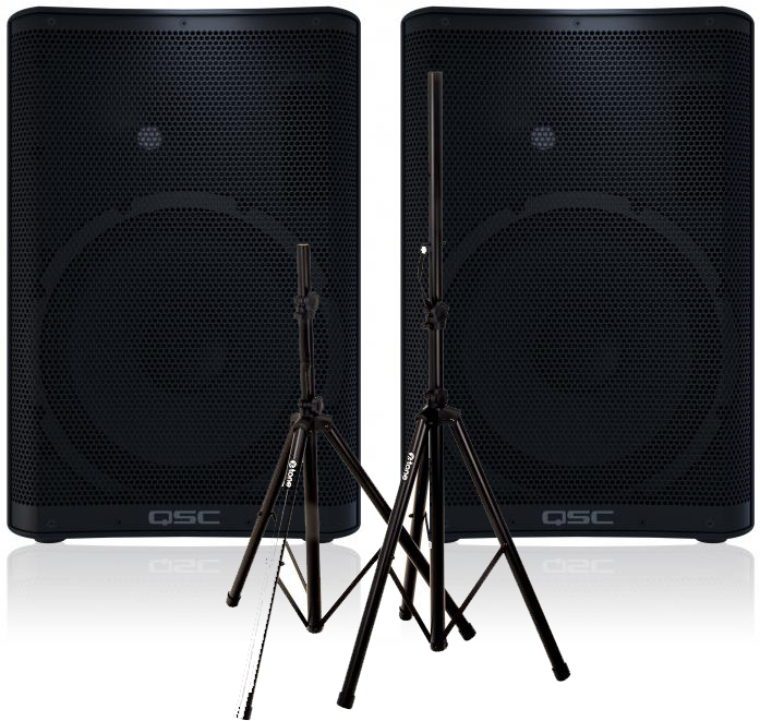 Qsc 2 X Cp12 + Xh 6310 Pied Enceinte Paire + Sac - Komplettes PA System Set - Main picture