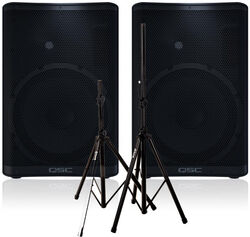 Komplettes pa system set Qsc 2 x CP12 + XH 6310 Pied Enceinte Paire + Sac