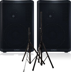 Komplettes pa system set Qsc 2 x CP8 + XH 6310 Pied Enceinte Paire + Sac