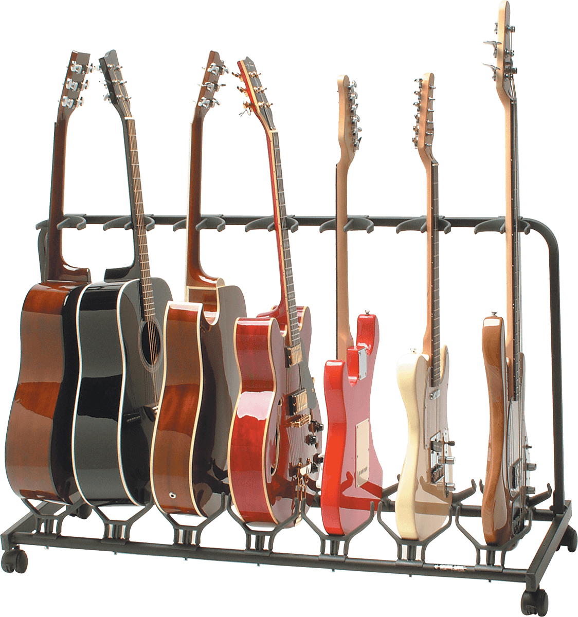 Quiklok Stand Pour 7 Guitares Avec Roulettes - Noir - Gitarrenständer - Variation 1
