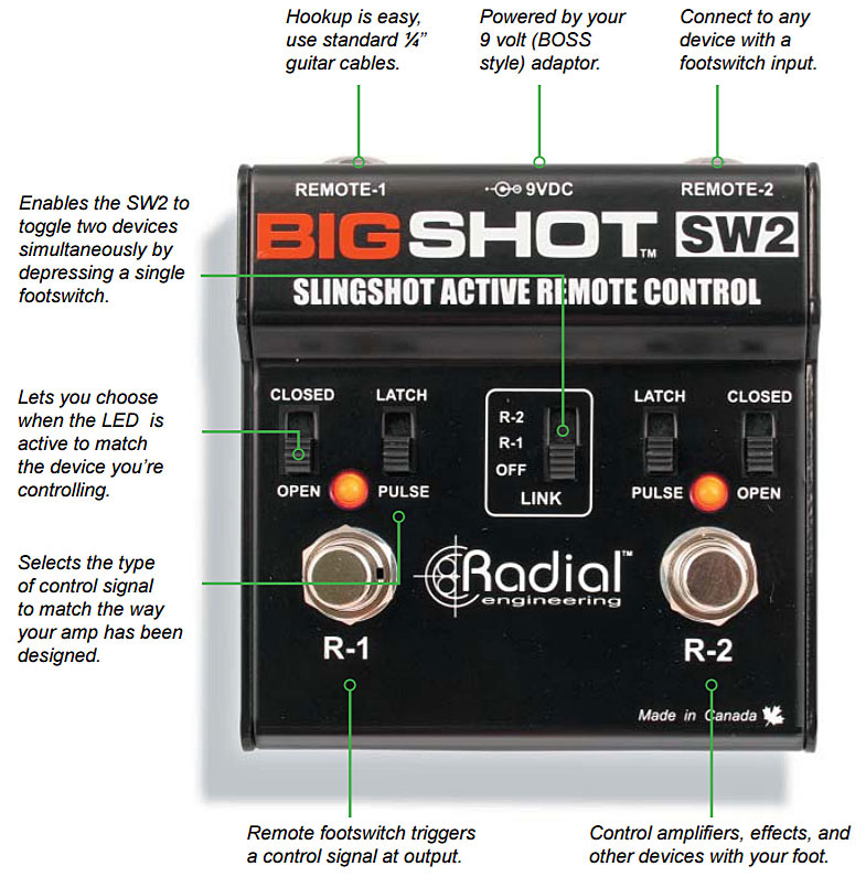 Tonebone Bigshot Sw2 Slingshot Amp Remote Control - Fußschalter für Verstärker - Variation 2