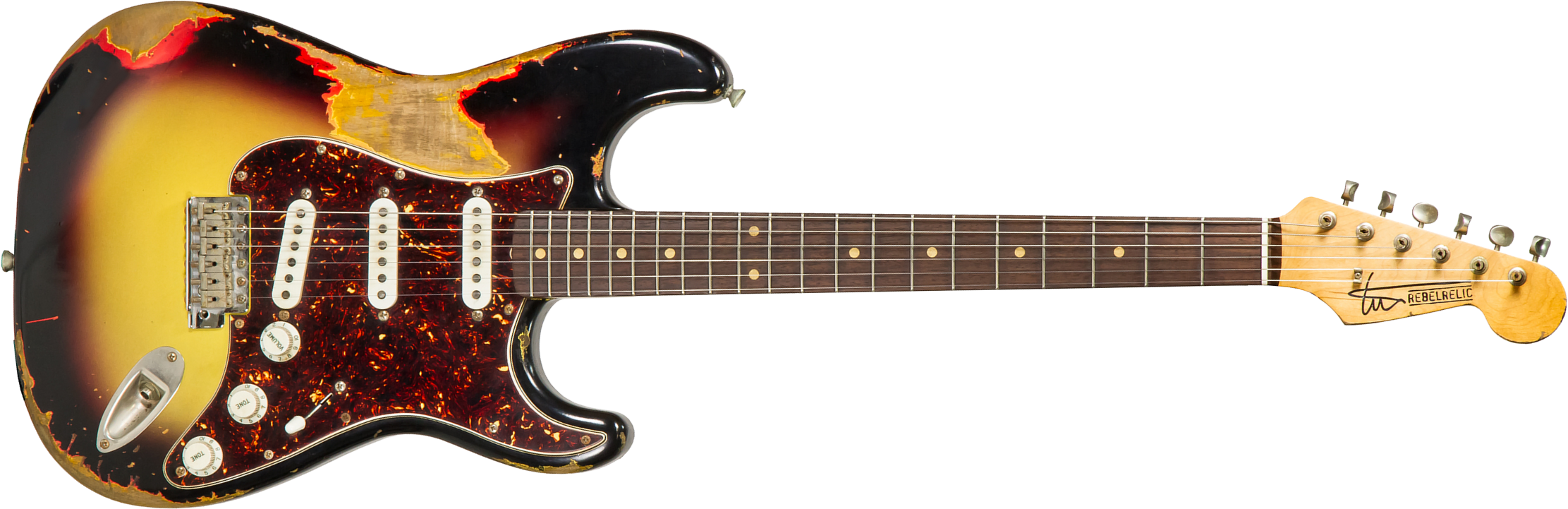 Rebelrelic S-series 62 Rw #62110 - Heavy Aging 3-tone Sunburst - E-Gitarre in Str-Form - Main picture