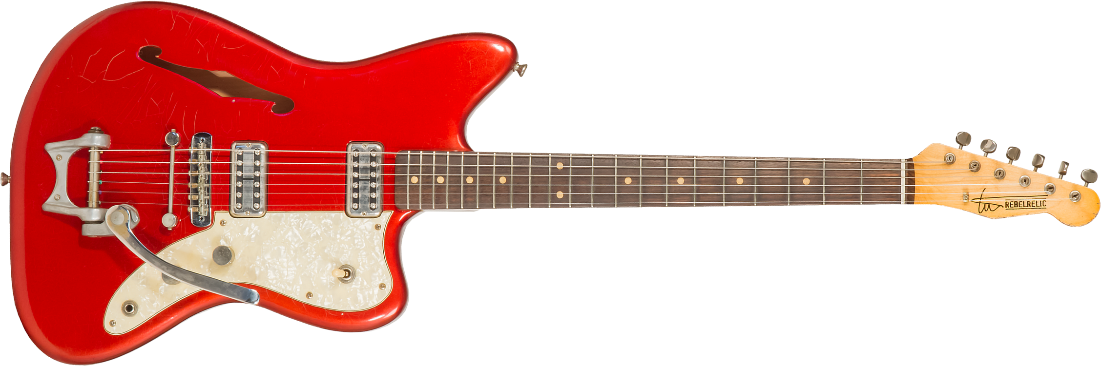 Rebelrelic Wrangler 2h Trem Rw #62175 - Light Aged Candy Apple Red - Semi-Hollow E-Gitarre - Main picture