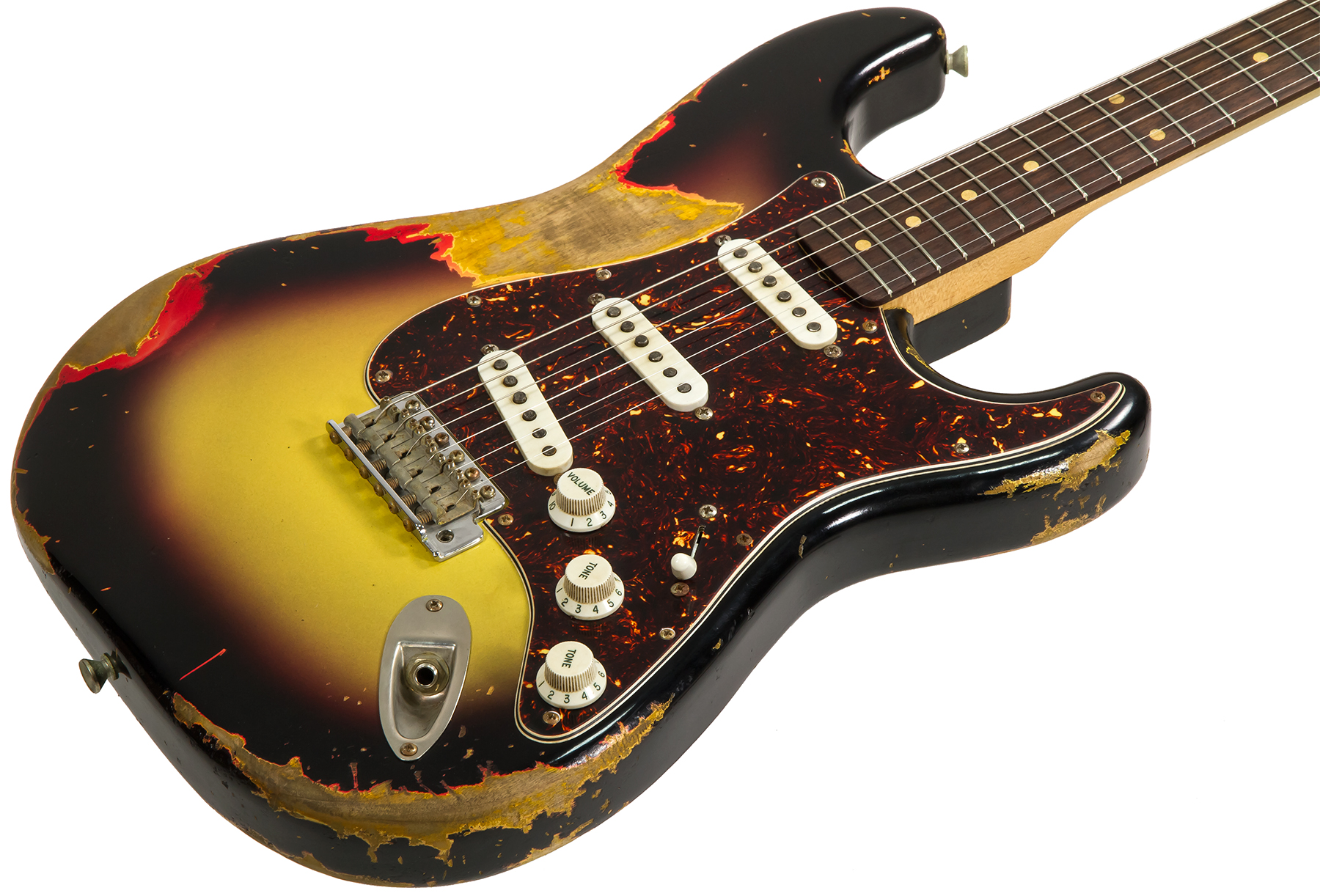Rebelrelic S-series 62 Rw #62110 - Heavy Aging 3-tone Sunburst - E-Gitarre in Str-Form - Variation 1