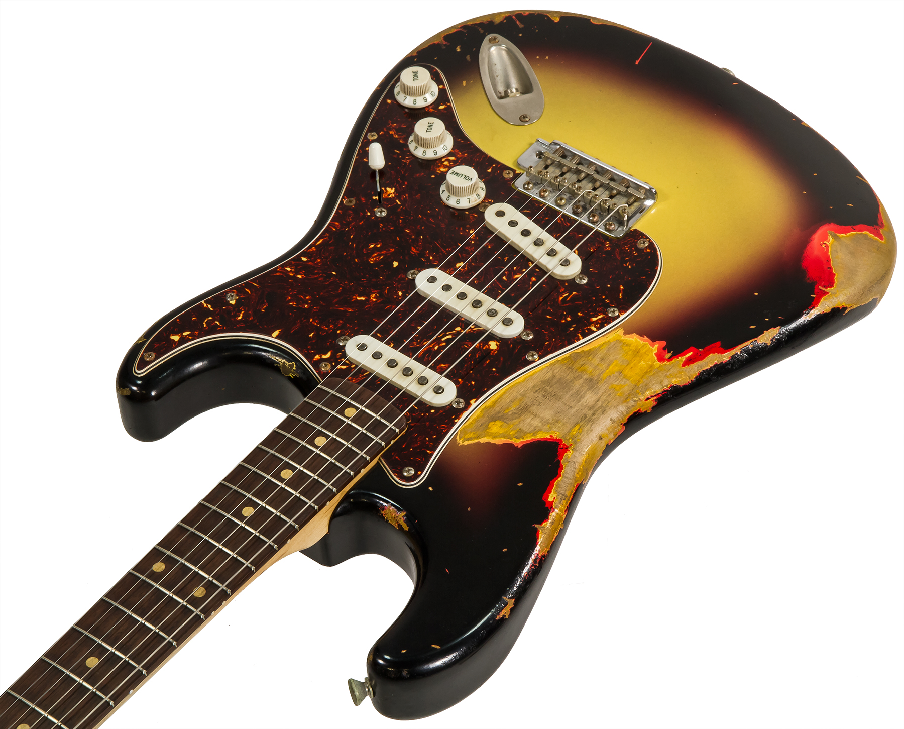 Rebelrelic S-series 62 Rw #62110 - Heavy Aging 3-tone Sunburst - E-Gitarre in Str-Form - Variation 2