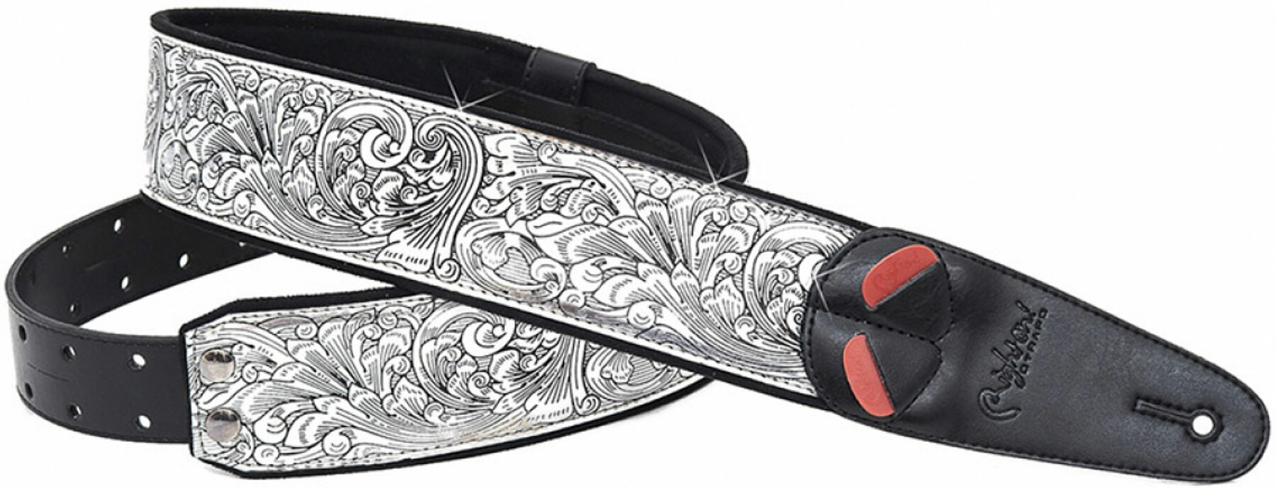 Righton Straps Vegan Mojo Revolver Guitar Strap 2.3inc Silver - Gitarrengurt - Main picture