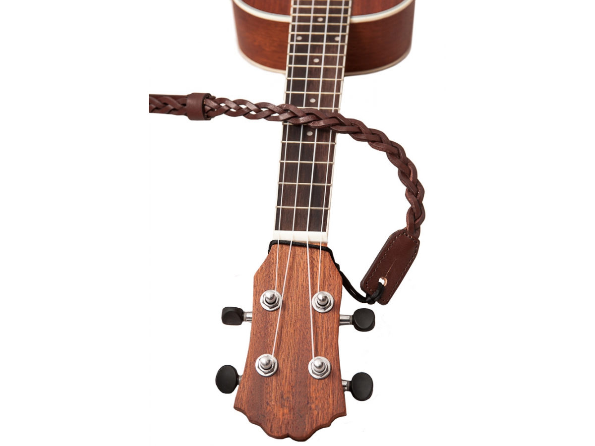 Righton Straps Ukulele Strap Plait Leather Courroie Cuir 0.6inc Brown - Zubehör für Sonstige Saiteninstrumente - Variation 2