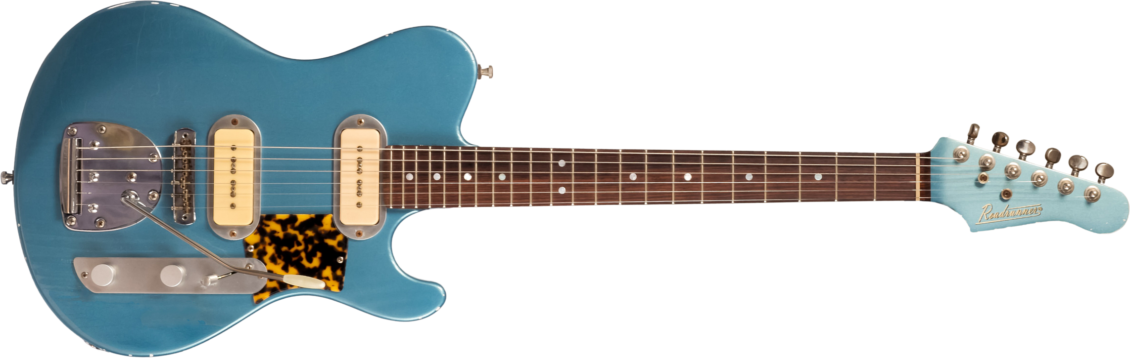 Roadrunner Federal Mod T 2s P90 Trem Rw #23111 - Pehlam Blue Light Relic - Retro-Rock-E-Gitarre - Main picture