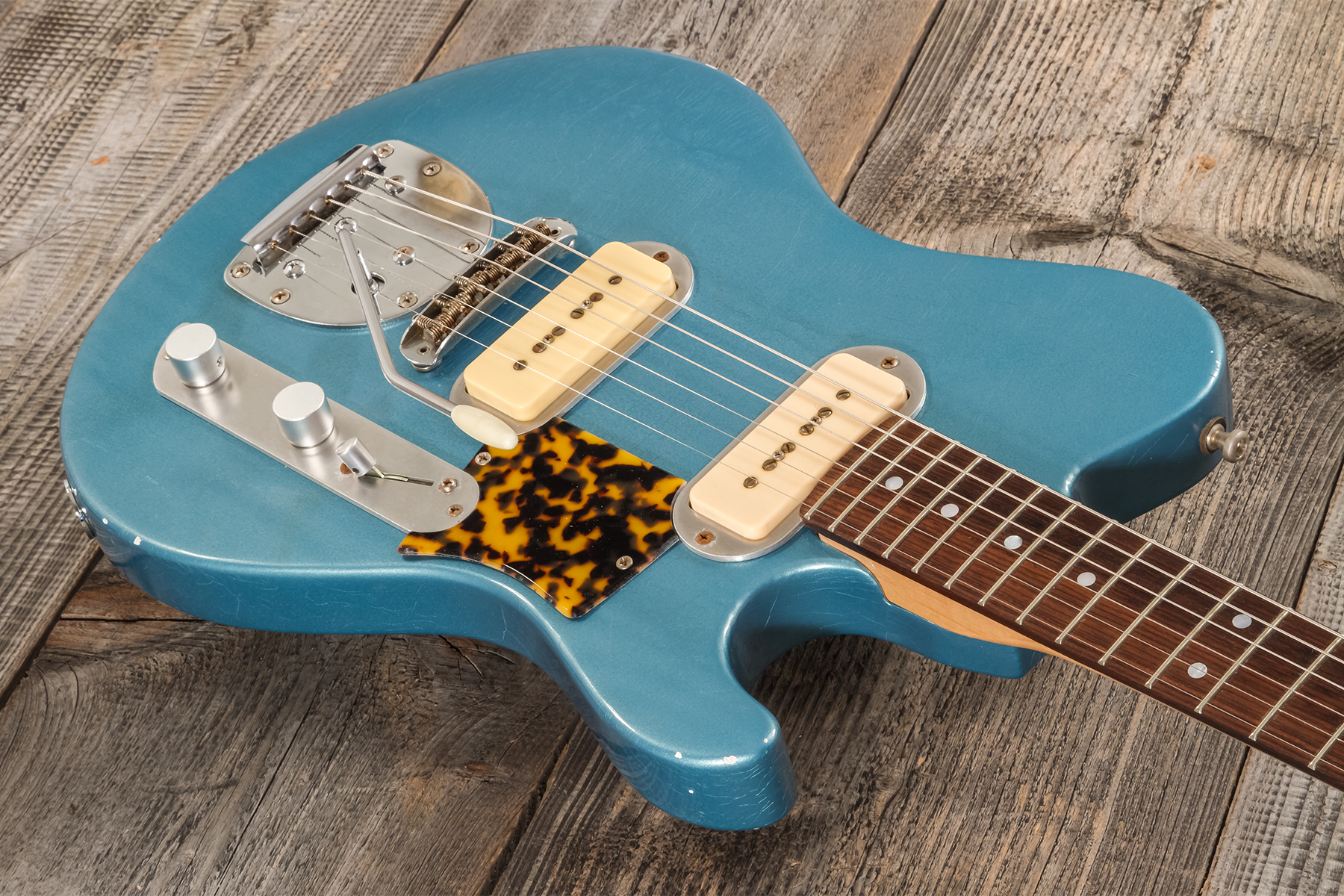 Roadrunner Federal Mod T 2s P90 Trem Rw #23111 - Pehlam Blue Light Relic - Retro-Rock-E-Gitarre - Variation 2