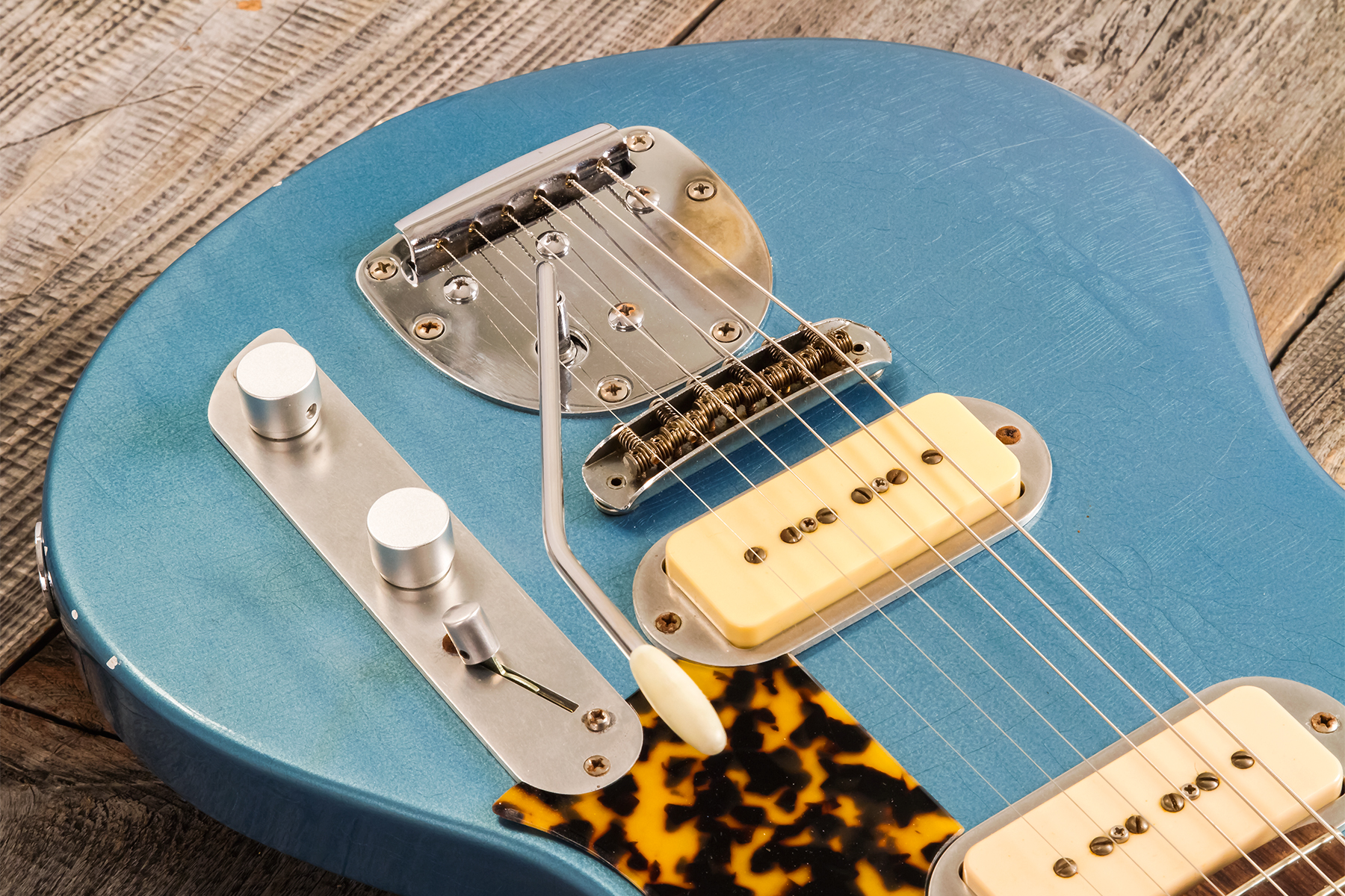 Roadrunner Federal Mod T 2s P90 Trem Rw #23111 - Pehlam Blue Light Relic - Retro-Rock-E-Gitarre - Variation 3