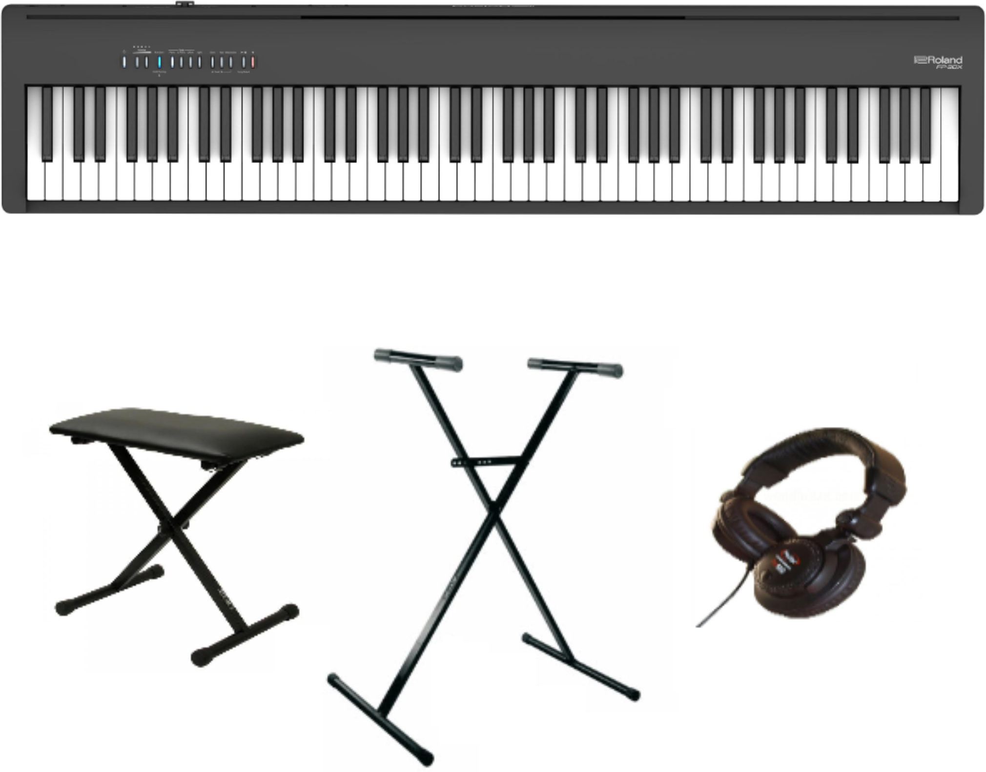 Roland Fp-30x Bk Noir  + Pro580 + Banquette Pliable Metal Noire (xb 6150) + Xp En Kit - Noir - Digital Klavier - Main picture
