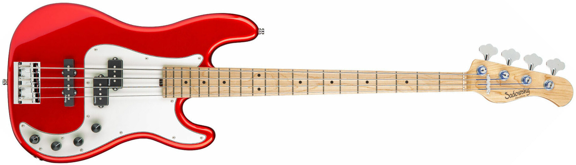 Sadowsky Hybrid P/j Bass 21 Fret Ash 4c Metroline All Active Mn - Solid Candy Apple Red - Solidbody E-bass - Main picture