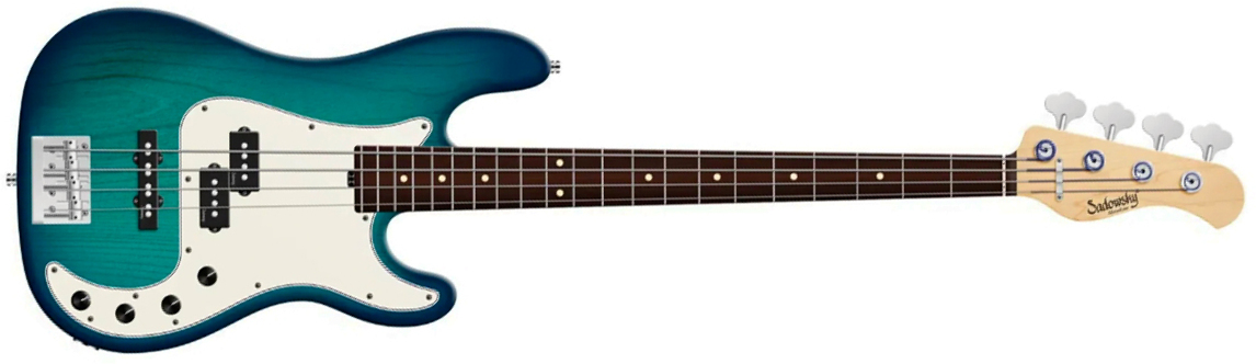 Sadowsky Hybrid Pj Bass 21 Fret Alder 4c Metroline All Active Mor - Bora Blue Burst Transparent Satin - Solidbody E-bass - Main picture