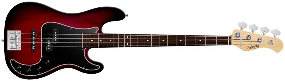 Sadowsky Hybrid Pj Bass 21 Fret Alder 4c Metroline All Active Mor - Burgundy Blackburst Transparent Satin - Solidbody E-bass - Main picture