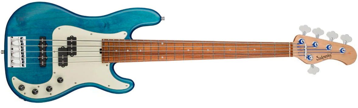 Sadowsky Hybrid Pj Bass 21 Fret Alder 5c Metroline All Active Mor - Ocean Blue Transparent Satin - Solidbody E-bass - Main picture