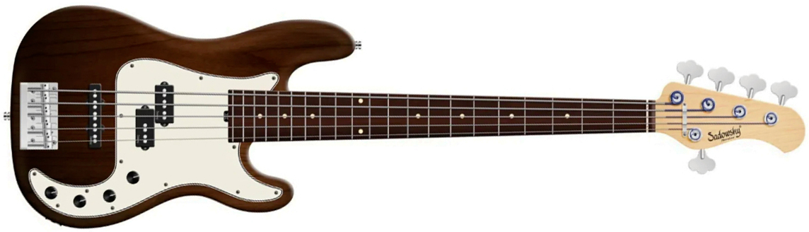 Sadowsky Hybrid Pj Bass 21 Fret Alder 5c Metroline All Active Mor - Antique Tobacco Transparent Satin - Solidbody E-bass - Main picture